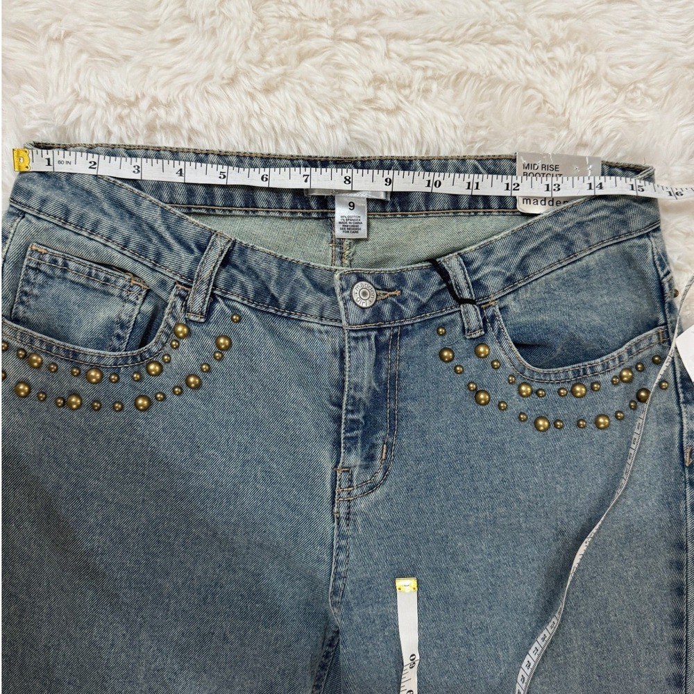 Madden Girl Mid Rise Bootcut Jeans Blue Studded Denim Size 9 NEW - Picture 6 of 10